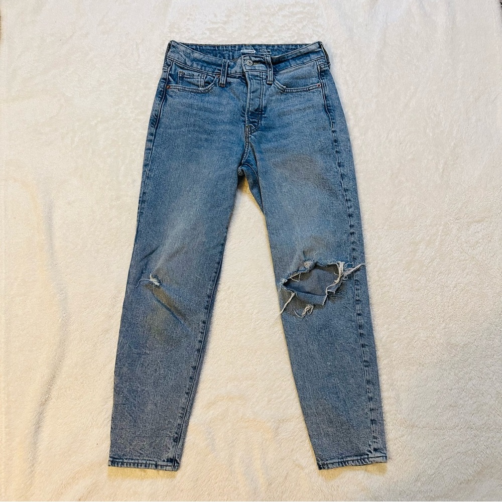 Old Navy Light Wash Distressed High Rise OG Straight Jeans